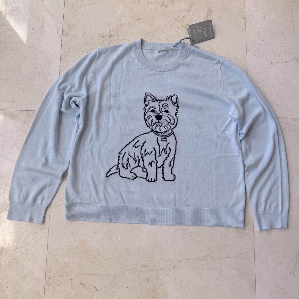Alachan Koa Westie pullover sweater cotton cashmere blue size L - Picture 4 of 14